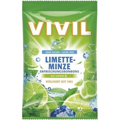 VIVIL Drops s príchuťou limetka a pepermint s vitamínom C 60 g