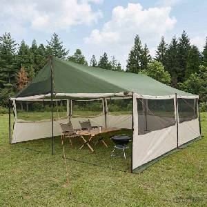 vidaXL Семейна палатка Зелено 600 x 400 x 268 см Полиестер и стомана (42028603) Палатка