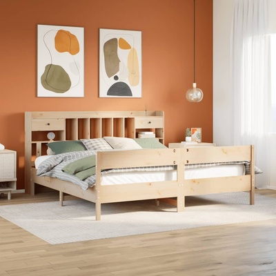 vidaXL 11461.3323017 Postel s knihovnou bez matrace masivní borovice