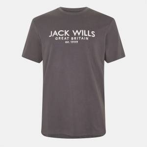 Jack Wills Мъжка тениска Jack Wills Carnaby Logo T-shirt Mens - Forged Iron