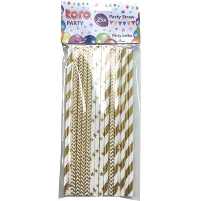 Papírová brčka 20cm TORO zlatá 25ks