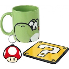 CurePink Dárkový set Super Mario: Yoshi hrnek přívěsek tácek hrnku GP85205 315 ml