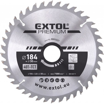 EXTOL PREMIUM Kotouč pilový s SK plátky, O 184x3,0x30mm, 40T (8803221)