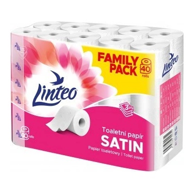 Linteo Тоалетна хартия Linteo Satin 40 ролки, 3-слойна, ролка 15 м
