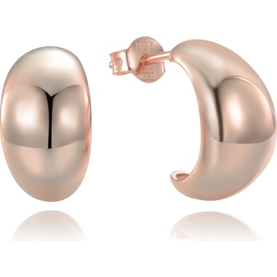 MINET 0720 Moderní rose gold stříbrné náušnice zahnuté kapky