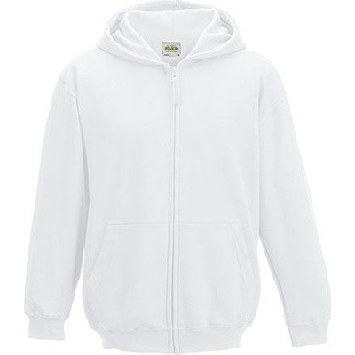 Just Hoods Dětská zipová mikina s dvojitou kapucí a česaným fleecem zevnitř Bílá 3/4 (XS) JH050K