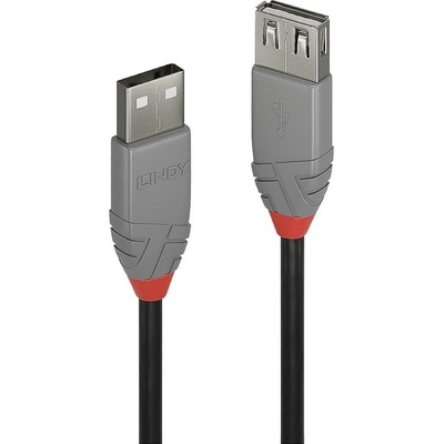 Lindy 36705 USB 2.0 USB-A zástrčka USB-A zásuvka 5m černý sivý
