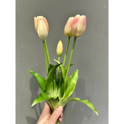 Kytička tulipánov Real Touch 5 ks žltá melírovaná - Nuvole di Stoffa
