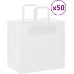 vidaXL Хартиени торбички 50 бр с дръжки бели 26x17x25 см (4101829)