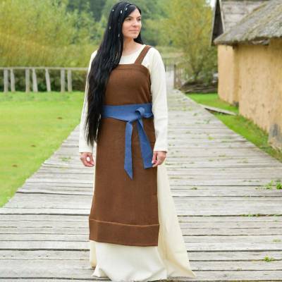 Battle Merchant Vlněná vikinská šatová zástěra Annik Diamantový kepr hnědá