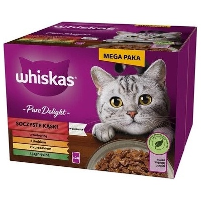 Whiskas Adult Pure Delight s hovězím, kuřecím, jehněčím, drůbežím masem 48 x 85 g