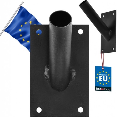 Jednoduchý nástenný držiak vlajky čierny