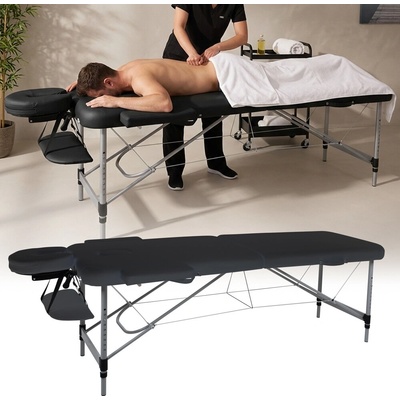 inSPORTline Morrani Masérské lehátko 186 x 60 x 62,5 - 85,5 cm 2-dílné hliníkové černá – Hledejceny.cz