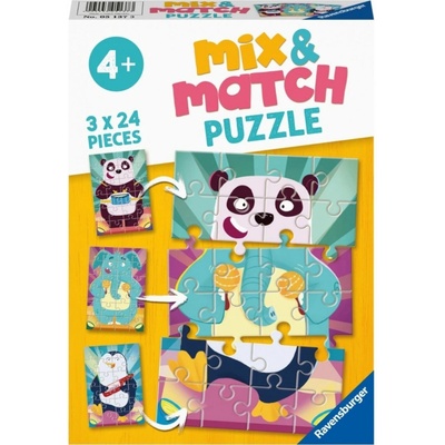 RAVENSBURGER Mix&Match Legrační zvířátka 3x24 dielov