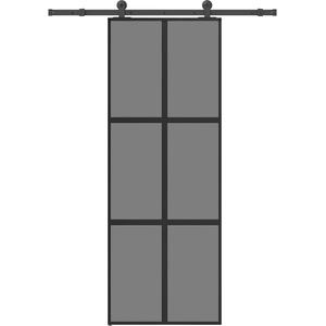vidaXL Плъзгаща се врата с обков 76x205 см Закалено стъкло&Алуминий (3332983)