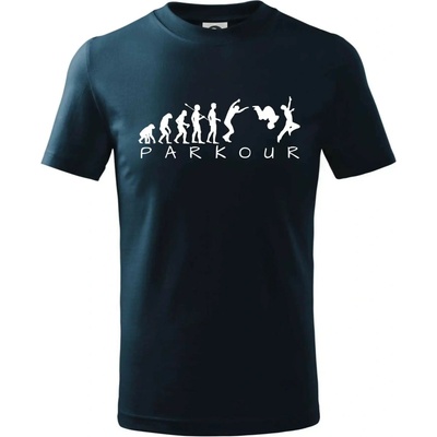 Parkour evolúcia tričko detské tmavomodrá