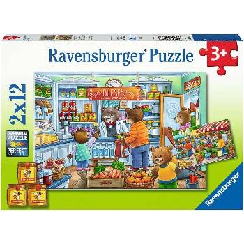 Ravensburger Детски пъзел Ravensburger от 2 x 12 части - Хайде да пазаруваме (7005076)