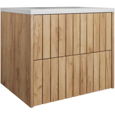 Expedo Koupelnová skříňka pod umyvadlo RYFEN 60, 60x52x48, dub zlatý/bílá