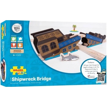 Bigjigs Toys Детска играчка Bigjigs - Дървен корабокрушенски мост (BJT264)