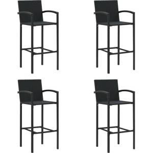 vidaXL Бар табуретки, 4 бр, черни, полиратан (313455)