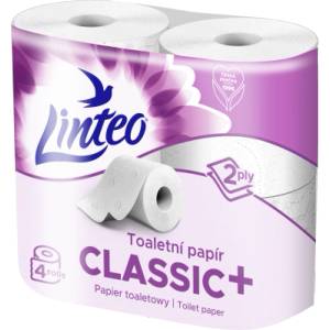 Linteo Тоалетна хартия Linteo - бяла, двуслойна, 4 ролки