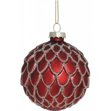 Chic Antique Skleněná baňka Red Bauble, červená barva, sklo