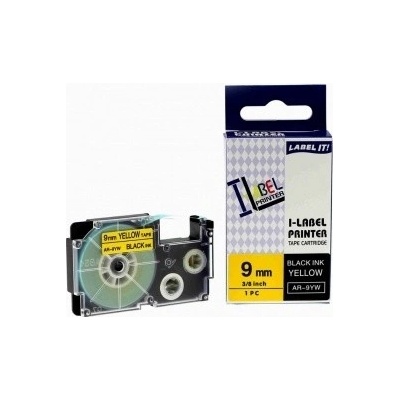 Naplnka Kompatibilná páska s Casio XR-9YW1, 9mm x 8m, čierna tlač / žltý podklad