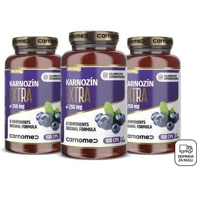 CarnoMed 3 balenie Karnozín EXTRA Pure&Strong 100 kapsúl