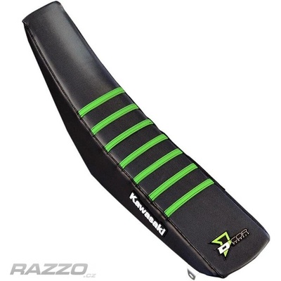 Potah sedla DCore Gripper Factory Seat Cover Kawasaki KX250F 21-26 KX450F 19-26 Black Green Ribs