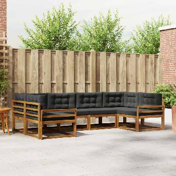 vidaXL Комплект дивани за открито 6 pcs Натурален и Антрацит (3368070)