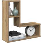 vidaXL Стенни кубични рафтове, 2 бр, дъб артизан, 50x15x50 см (856605)