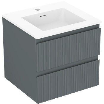 Mexen Rivel шкафче за баня 50 см с мивка Otis, 2 чекмеджета, оребрено, графит (91A20-05047-2-BFF66-W18M01)