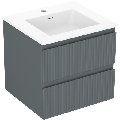 Mexen Rivel шкафче за баня 50 см с мивка Otis, 2 чекмеджета, оребрено, графит (91A20-05047-2-BFF66-W18M01)