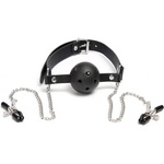  Топка за уста с щипки за зърна BDSM Fantasy
