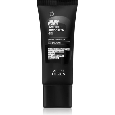 Allies of Skin Deluxe The One SPF 50 Invisible Sunscreen Gel слънцезащитен крем за лице с висока UV защита SPF 50 20ml
