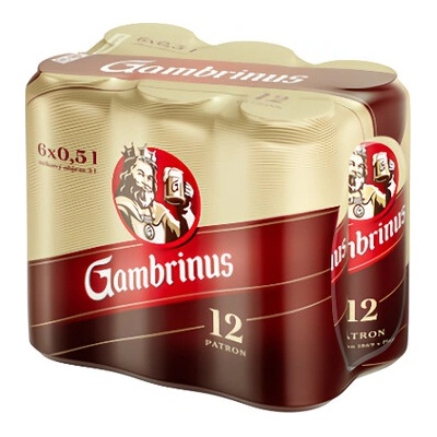 Gambrinus pivo 12° 6 x 0,5 l (plech)