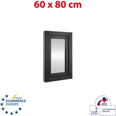 OKNA-HNED.SK Plastové okno 60x80 cm otváravé aj sklopné pravé biele / antracit