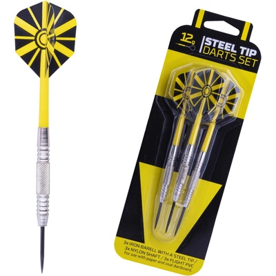 Set šípok s kovovými hrotmi Windson SET STEELDARTS 12 G strieborná,čierna,žltá