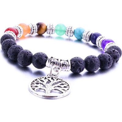 BudNej minerálny náramok čakry a strom života z lávových kameňov MN1003