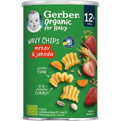 GERBER Wavy chips mrkev&jahoda 12m+ BIO 35 g