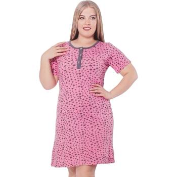 Макси нощница в розов цвят със сиви звезди