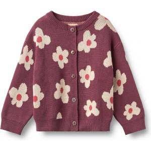 WHEAT Детски вълнен пуловер WHEAT Kid's Jacquard Cardigan Alvilda Cardigan - Eggplant - размер 122 (EU) (704-6238-0116)