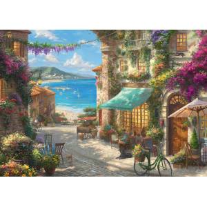 Schmidt Spiele - Puzzle Kinkade: Café on the Italien Riviera - 1 000 piese