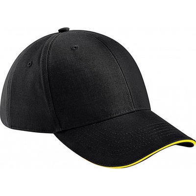 Beechfield 6 panelová Athleisure Čierna/Žltá