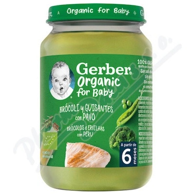 Gerber brokolice s hráškem a krutím masem 190 g