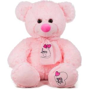Амек Тойс Плюшена играчка Амек Тойс - Мече с шал розово, 45 cm (040104-2) - ozone