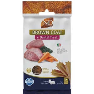Farmina N&D Brown Dental Care Treat With Lamb, Spirulina and Carrot Mini - Дентални стикове за кучета от дребни породи с агнешко, спирулина и морков - 60 гр, Италия - KND0006019
