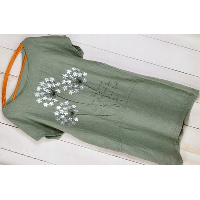 Fashionweek letní lněné šaty Boho Italy MD774 khaki