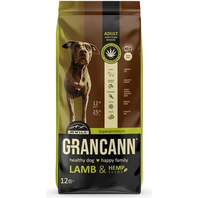Grancann Lamb & Hemp seeds Konopné krmivo pre stredné a veľké plemená, 12 kg