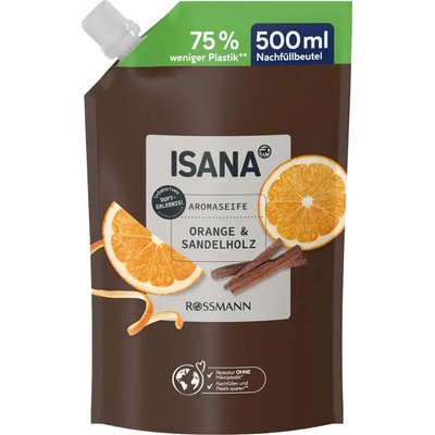 Isana tekuté mýdlo pomeranč a santalové dřevo náhradní náplň 500 ml